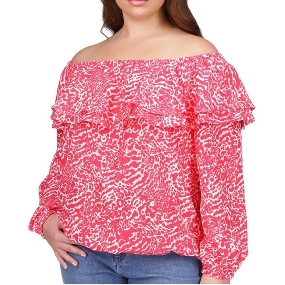 Michael Michael Kors Pink White Blouse 3X NWT‎ - Picture 1 of 12